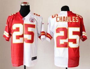 Nike Chiefs #25 Jamaal Charles Red White Men's Stitched NFL Elite Split Jersey