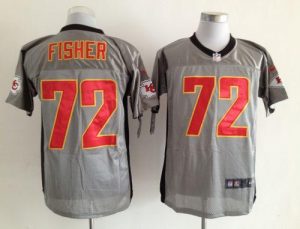 Nike Chiefs #72 Eric Fisher Grey Shadow Men's Embroidered NFL Elite Jersey