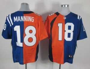 Nike Colts #18 Peyton Manning Orange Royal Blue Men's Stitched NFL Elite Split Broncos Jersey