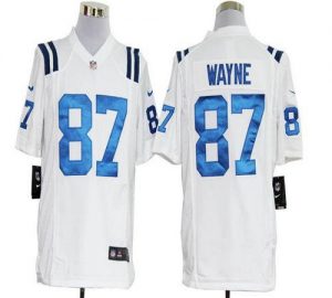 Nike Colts #87 Reggie Wayne White Men's Embroidered NFL Game Jersey