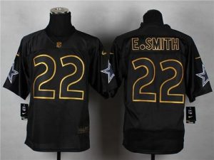 Nike Cowboys #22 Emmitt Smith Black Gold No. Fashion Men's Stitched NFL Elite Jersey