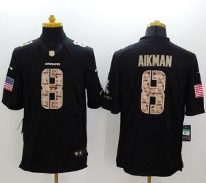 Nike Cowboys #8 Troy Aikman Black Men's Stitched NFL Limited Salute to Service Jersey