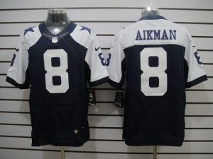 Nike Cowboys #8 Troy Aikman Navy Blue Thanksgiving Throwback Men's Embroidered NFL Elite Jersey