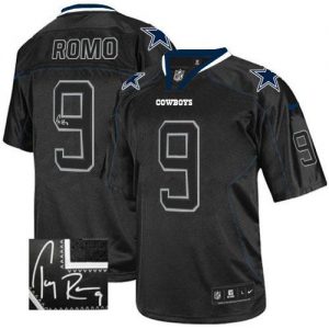 Nike Cowboys #9 Tony Romo Lights Out Black Men's Embroidered NFL Elite Autographed Jersey