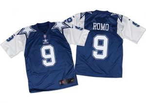 Nike Cowboys #9 Tony Romo Navy Blue White Throwback Men's Stitched NFL Elite Jersey