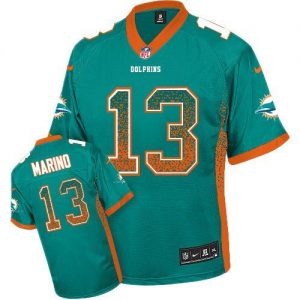 Nike Dolphins #13 Dan Marino Aqua Green Team Color Men's Embroidered NFL Elite Drift Fashion Jersey