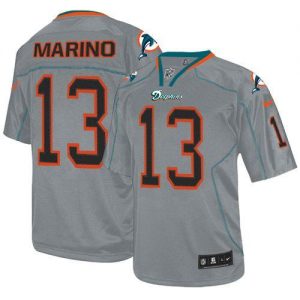 Nike Dolphins #13 Dan Marino Lights Out Grey Men's Embroidered NFL Elite Jersey