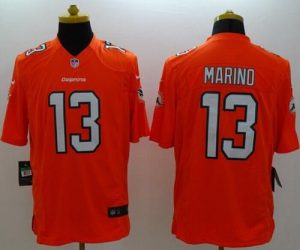 Nike Dolphins #13 Dan Marino Orange Alternate Men's Stitched NFL Limited Jersey