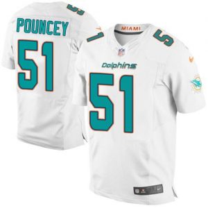 Nike Dolphins #51 Mike Pouncey White Men's Stitched NFL New Elite Jersey