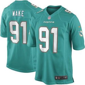 Nike Dolphins #91 Cameron Wake Aqua Green Team Color Men's Embroidered NFL Game Jersey