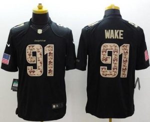 Nike Dolphins #91 Cameron Wake Black Men's Stitched NFL Limited Salute to Service Jersey