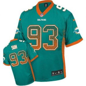 Nike Dolphins #93 Ndamukong Suh Aqua Green Team Color Men's Stitched NFL Elite Drift Fashion Jersey