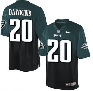 Nike Eagles #20 Brian Dawkins Midnight Green Black Men's Stitched NFL Elite Fadeaway Fashion Jersey