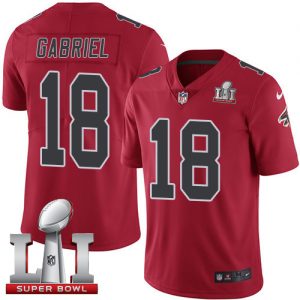 Nike Falcons #18 Taylor Gabriel Red Super Bowl LI 51 Men's Stitched NFL Limited Rush Jersey