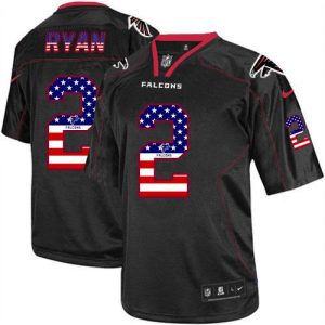 Nike Falcons #2 Matt Ryan Black Men's Stitched NFL Elite USA Flag Fashion Jersey