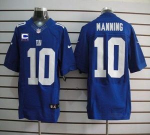 Nike Giants #10 Eli Manning Royal Blue Team Color With C Patch Men's Embroidered NFL Elite Jersey