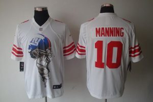 Nike Giants #10 Eli Manning White Men's Embroidered NFL Helmet Tri-Blend Limited Jersey