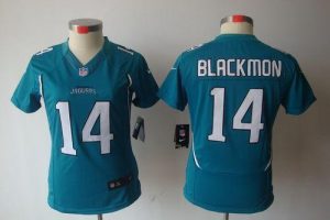 Nike Jaguars #14 Justin Blackmon Teal Green Team Color Women's Embroidered NFL Limited Jersey