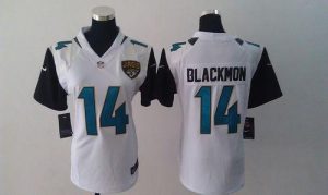 Nike Jaguars #14 Justin Blackmon White Women's Embroidered NFL Elite Jersey