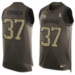 Nike Jaguars #37 John Cyprien Green Men's Stitched NFL Limited Salute To Service Tank Top Jersey