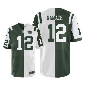 Nike Jets #12 Joe Namath Green White Men's Stitched NFL Elite Split Jersey