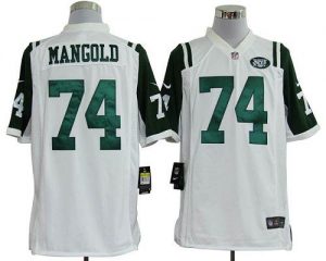 Nike Jets #74 Nick Mangold White Men's Embroidered NFL Game Jersey