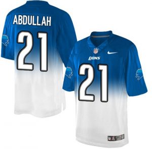 Nike Lions #21 Ameer Abdullah Blue White Men's Stitched NFL Elite Fadeaway Fashion Jersey