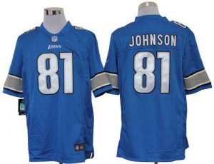 Nike Lions #81 Calvin Johnson Blue Team Color Men's Embroidered NFL Limited Jersey