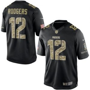 Nike Packers #12 Aaron Rodgers Black Men's Stitched NFL Limited Salute to Service Jersey