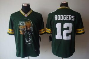 Nike Packers #12 Aaron Rodgers Green Team Color Men's Embroidered NFL Helmet Tri-Blend Limited Jersey