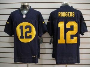 Nike Packers #12 Aaron Rodgers Navy Blue Alternate Men's Embroidered NFL Elite Jersey