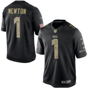 Nike Panthers #1 Cam Newton Black Men's Stitched NFL Limited Salute to Service Jersey