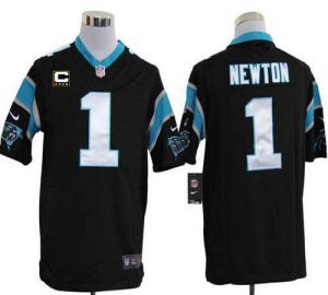 Nike Panthers #1 Cam Newton Black Team Color With C Patch Men's Embroidered NFL Game Jersey