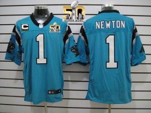 Nike Panthers #1 Cam Newton Blue Alternate With C Patch Super Bowl 50 Men's Stitched NFL Elite Jersey