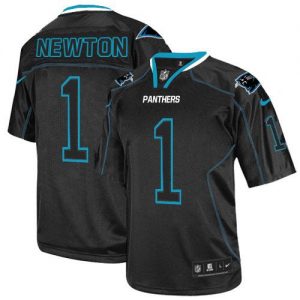 Nike Panthers #1 Cam Newton Lights Out Black Men's Embroidered NFL Elite Jersey