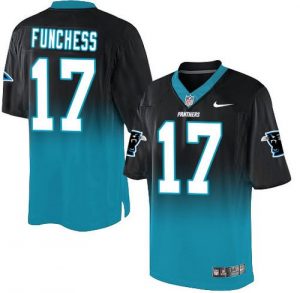 Nike Panthers #17 Devin Funchess Black Blue Men's Stitched NFL Elite Fadeaway Fashion Jersey