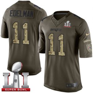 Nike Patriots #11 Julian Edelman Green Super Bowl LI 51 Men's Stitched NFL Limited Salute to Service Jersey