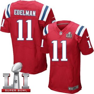 Nike Patriots #11 Julian Edelman Red Alternate Super Bowl LI 51 Men's Stitched NFL Elite Jersey