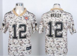 Nike Patriots #12 Tom Brady Camo USMC Men's Embroidered NFL Elite Jersey