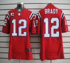 Nike Patriots #12 Tom Brady Red Alternate With C Patch Men's Embroidered NFL Elite Jersey