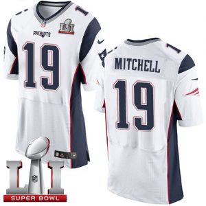 Nike Patriots #19 Malcolm Mitchell White Super Bowl LI 51 Men's Stitched NFL Elite Jersey