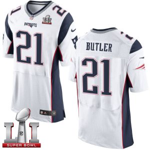 Nike Patriots #21 Malcolm Butler White Super Bowl LI 51 Men's Stitched NFL New Elite Jersey