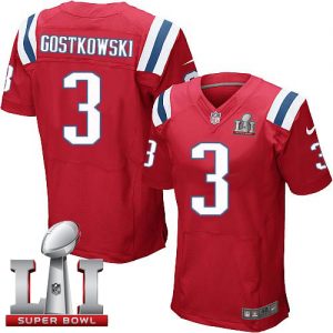 Nike Patriots #3 Stephen Gostkowski Red Alternate Super Bowl LI 51 Men's Stitched NFL Elite Jersey