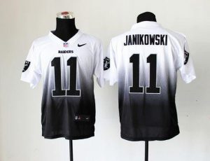 Nike Raiders #11 Sebastian Janikowski Black White Men's Embroidered NFL Elite Fadeaway Fashion Jersey