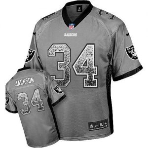 Nike Raiders #34 Bo Jackson Grey Men's Embroidered NFL Elite Drift Fashion Jersey