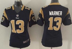 Nike Rams #13 Kurt Warner Navy Blue Team Color Women's Stitched NFL Elite Jersey