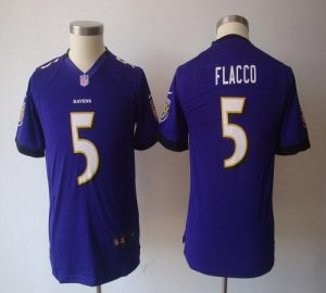 Nike Ravens #5 Joe Flacco Purple Team Color Youth NFL Game Jersey