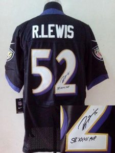 Nike Ravens #52 Ray Lewis Black Alternate Men's Embroidered NFL Elite Autographed Jersey