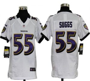 Nike Ravens #55 Terrell Suggs White Youth Embroidered NFL Elite Jersey