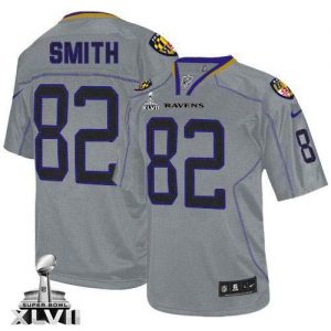 Nike Ravens #82 Torrey Smith Lights Out Grey Super Bowl XLVII Youth Embroidered NFL Elite Jersey